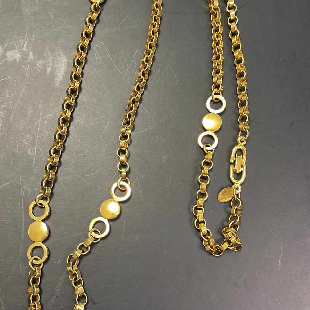 Vintage Roget gold tone necklace long chain jewelry